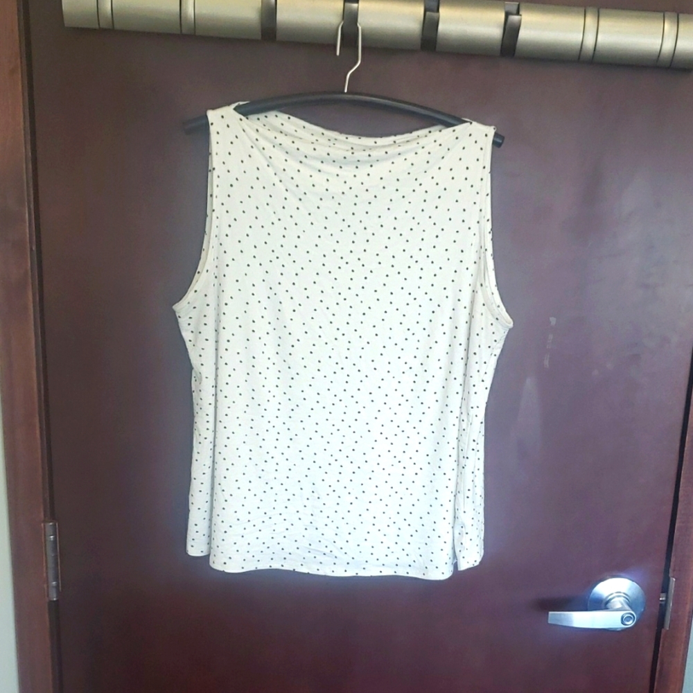 1X Ivy Rose Polka Dot Sleeveless Boatneck Top - White